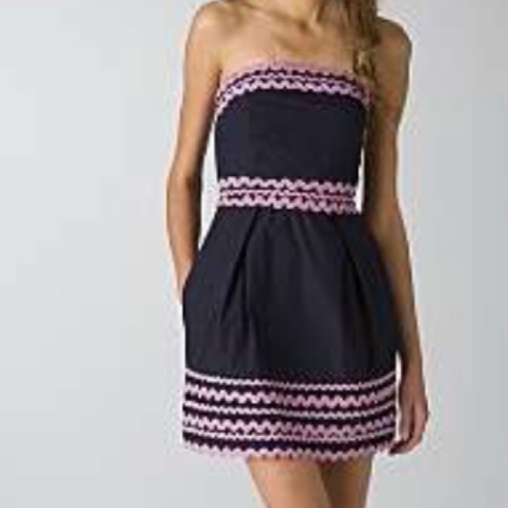 French Connection Ric Rac Strapless Dress - Picture 2 of 2